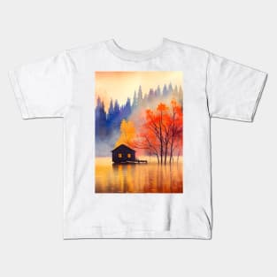 Colorful Autumn Landscape Watercolor 11 Kids T-Shirt